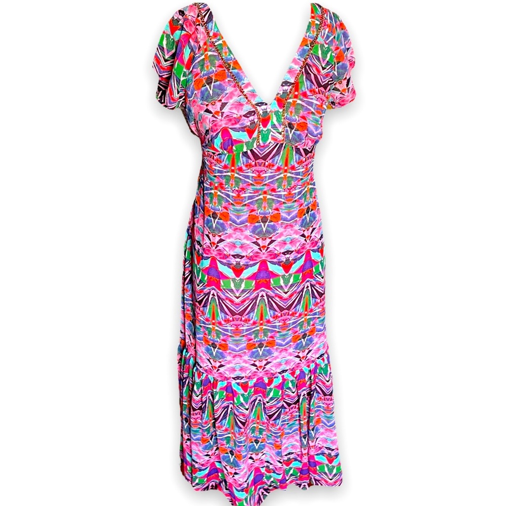 Anthropologie Vanessa Virginia Mural Beaded Maxi Dress Pink Size 6 $188